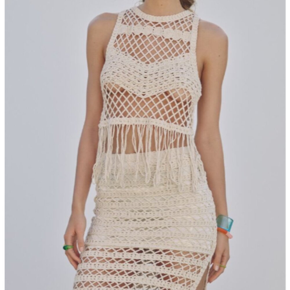 Zara Cream Crochet Tank Top - Picture 7 of 12